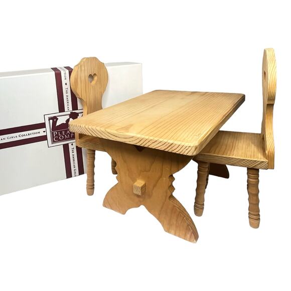 VTG American Girl Kirsten Wood TRESTLE TABLE & CHAIRS Set Doll Furniture In BOX - Picture 8 of 13